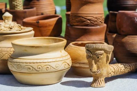 Ceramic handmade utensils Stock Photos