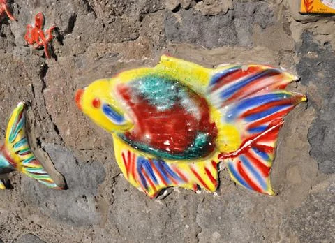 Ceramic ilustrated table Stock Photos