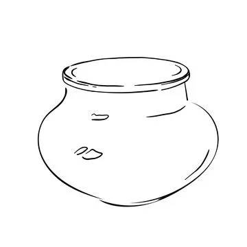 Ceramic jug. Old vase. Large clay pitcher for milk. Rustic pottery. hand-drawn Stock Illustration