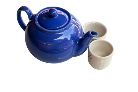 Ceramic kettle isolated on a white background Stock Photos