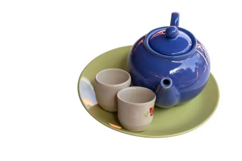 Ceramic kettle isolated on a white background Stock Photos
