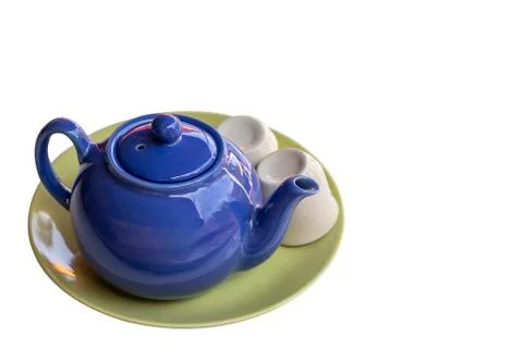 Ceramic kettle isolated on a white background Stock Photos