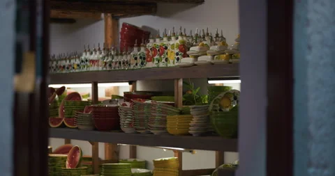 Ceramic Kitchenware Displayed Inside Shop In Rovinj Croatia Stock Footage 335838322