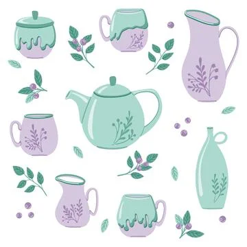 Ceramic kitchenware set Illustrazione stock