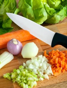 Ceramic knife with soffritto Stock Photos