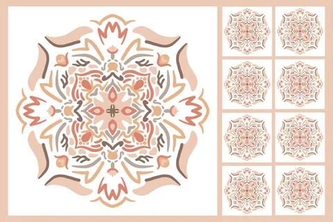 Ceramic majolica tile pattern. Sicily , mexican talavera, portuguese azulejo Stock Illustration