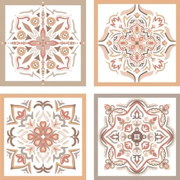 Ceramic majolica tile pattern. Sicily , mexican talavera, portuguese azulejo 스톡 일러스트