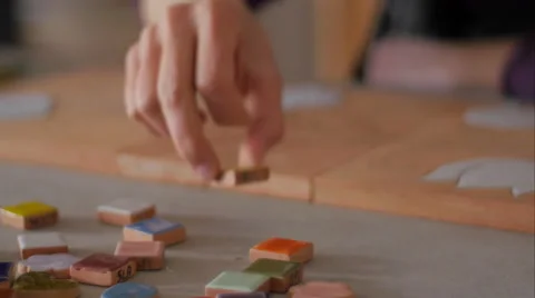 Ceramic maker selecting color samples close-up Stock Footage 61951813