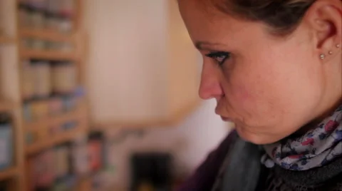 Ceramic maker selecting colors and enamels in plastic jars Stock-Footage 61949745