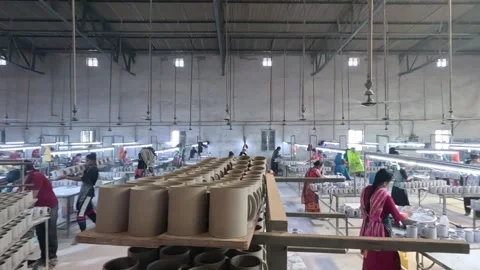 Ceramic manufacturing factory, documenting the production journey from raw clay Stock Footage 325969695