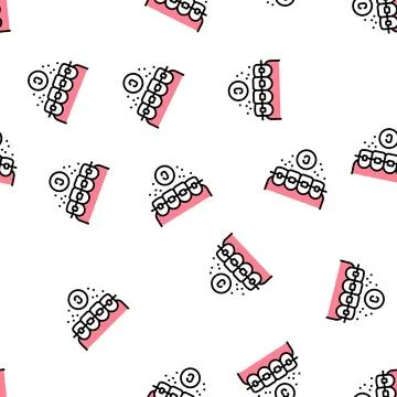 Ceramic material tooth braces vector seamless pattern Illustrazione stock