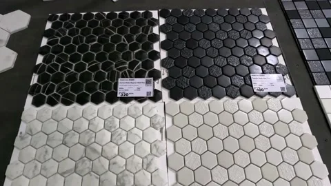 Ceramic Matte Mosaic Wall Tiles Sold in Home Depot Stock Footage 236591798