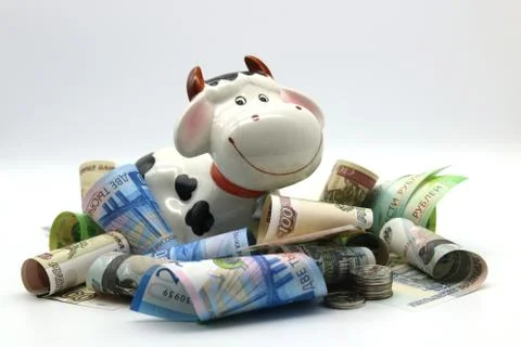 Ceramic money cow piggy bank. Stock Photos