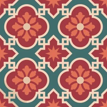Ceramic Moroccan mosaic tile pattern with flower Stock Illustration
