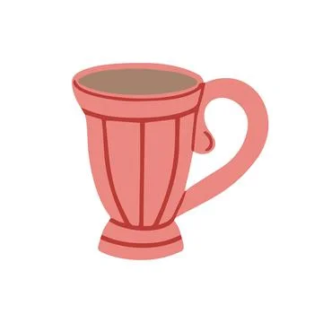 Ceramic mug with coffee on a white background. Stock Illustration