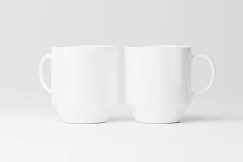 Ceramic Mug Cup For Coffee Tea White Blank 3D rendering Mockup Stock Illustration