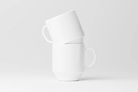 Ceramic Mug Cup For Coffee Tea White Blank 3D rendering Mockup Stock Illustration