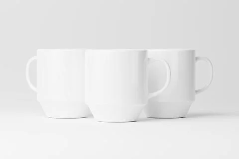 Ceramic Mug Cup For Coffee Tea White Blank 3D rendering Mockup Stock Illustration