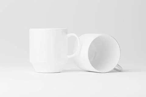 Ceramic Mug Cup For Coffee Tea White Blank 3D rendering Mockup Stock Illustration