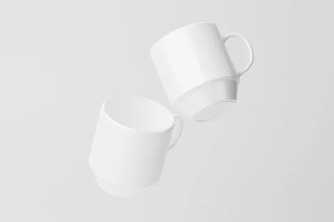 Ceramic Mug Cup For Coffee Tea White Blank 3D rendering Mockup Stock Illustration