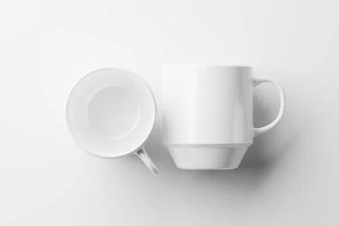 Ceramic Mug Cup For Coffee Tea White Blank 3D rendering Mockup Stock Illustration