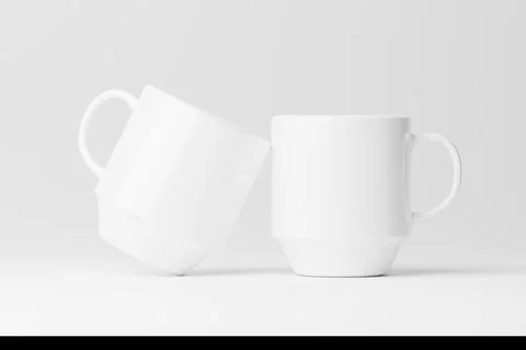 Ceramic Mug Cup For Coffee Tea White Blank 3D rendering Mockup Stock Illustration