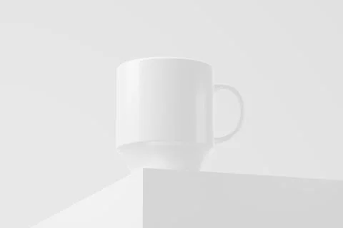 Ceramic Mug Cup For Coffee Tea White Blank 3D rendering Mockup Illustrazione stock