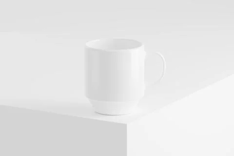 Ceramic Mug Cup For Coffee Tea White Blank 3D rendering Mockup Stock Illustration