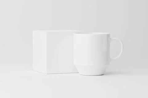 Ceramic Mug Cup For Coffee Tea White Blank 3D rendering Mockup Stock Illustration