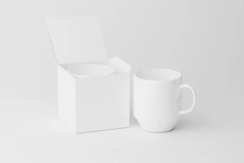Ceramic Mug Cup For Coffee Tea White Blank 3D rendering Mockup Stock Illustration