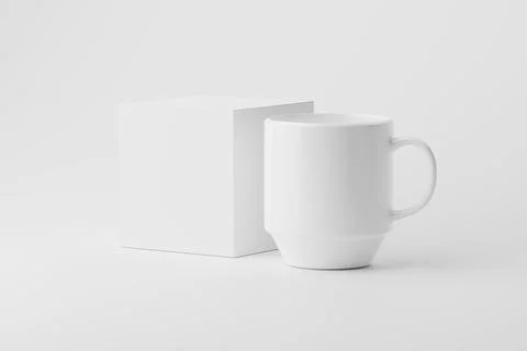 Ceramic Mug Cup For Coffee Tea White Blank 3D rendering Mockup Stock Illustration