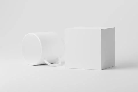 Ceramic Mug Cup For Coffee Tea White Blank 3D rendering Mockup Stock Illustration