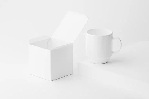 Ceramic Mug Cup For Coffee Tea White Blank 3D rendering Mockup Illustrazione stock