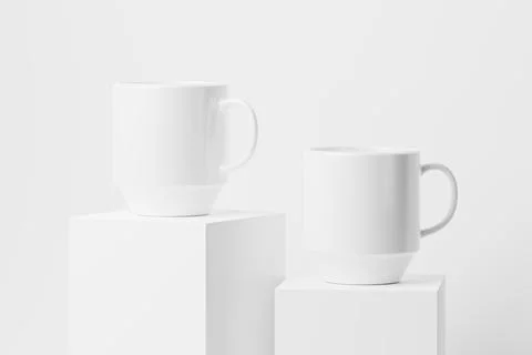 Ceramic Mug Cup For Coffee Tea White Blank 3D rendering Mockup Stock Illustration