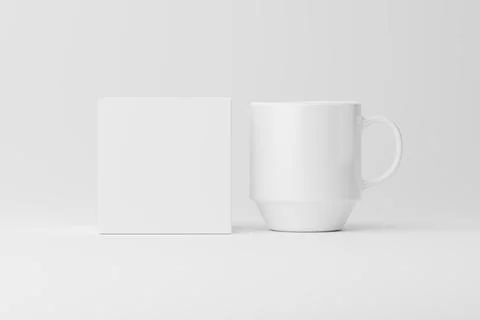 Ceramic Mug Cup For Coffee Tea White Blank 3D rendering Mockup Stock Illustration