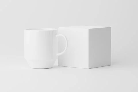 Ceramic Mug Cup For Coffee Tea White Blank 3D rendering Mockup Stock Illustration
