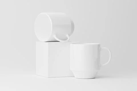 Ceramic Mug Cup For Coffee Tea White Blank 3D rendering Mockup Stock Illustration