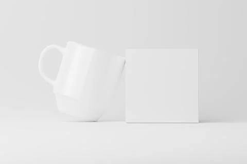 Ceramic Mug Cup For Coffee Tea White Blank 3D rendering Mockup Stock Illustration