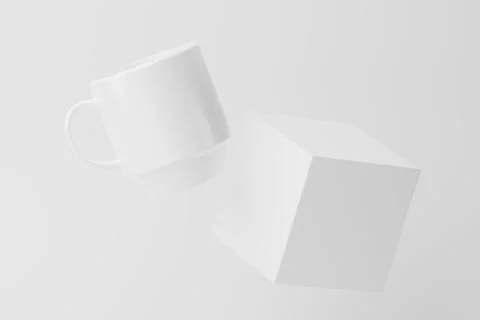 Ceramic Mug Cup For Coffee Tea White Blank 3D rendering Mockup Stock Illustration