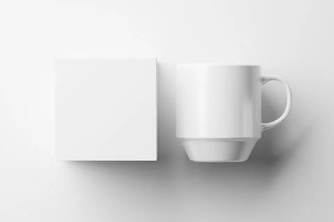 Ceramic Mug Cup For Coffee Tea White Blank 3D rendering Mockup Stock Illustration