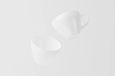 Ceramic Mug Cup For Coffee Tea White Blank 3D Rendering Mockup Stock Illustration