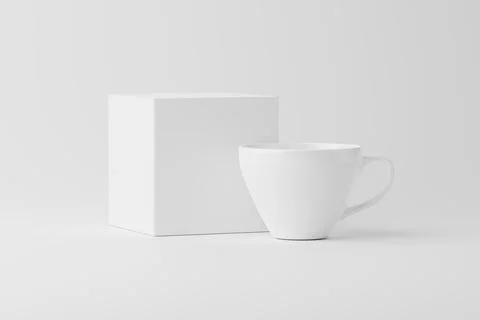 Ceramic Mug Cup For Coffee Tea White Blank 3D Rendering Mockup Illustrazione stock