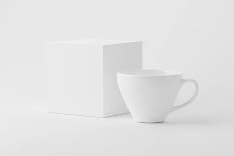 Ceramic Mug Cup For Coffee Tea White Blank 3D Rendering Mockup Illustrazione stock