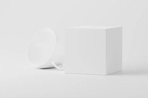 Ceramic Mug Cup For Coffee Tea White Blank 3D Rendering Mockup Stock Illustration
