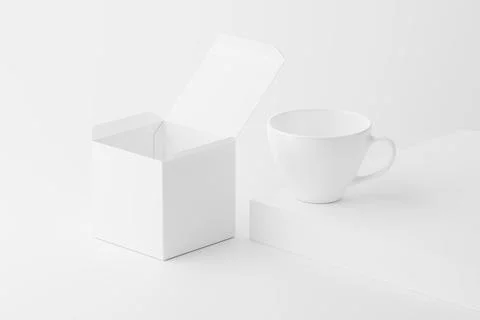 Ceramic Mug Cup For Coffee Tea White Blank 3D Rendering Mockup Stock Illustration