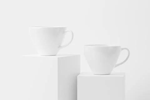 Ceramic Mug Cup For Coffee Tea White Blank 3D Rendering Mockup Stock Illustration