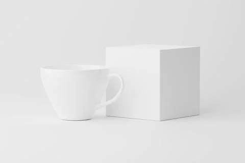 Ceramic Mug Cup For Coffee Tea White Blank 3D Rendering Mockup Stock Illustration