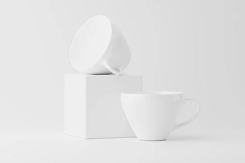 Ceramic Mug Cup For Coffee Tea White Blank 3D Rendering Mockup Stock Illustration