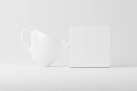 Ceramic Mug Cup For Coffee Tea White Blank 3D Rendering Mockup Stock Illustration