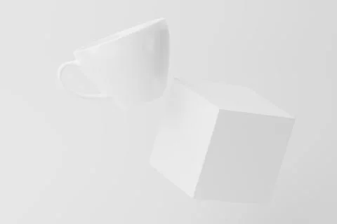 Ceramic Mug Cup For Coffee Tea White Blank 3D Rendering Mockup Stock Illustration